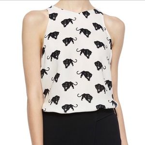 A.L.C Panther Print Sleeveless Blouse 100% Silk 0